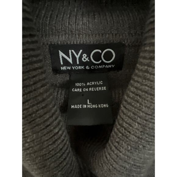 NY & Co gray knit pullover turtleneck sweater 100% acrylic cozy fall/winter top - Picture 2 of 5